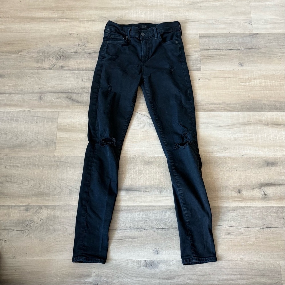 Citizens of Humanity black distressed high rise Rocket skinny jeans - 26 W 30 L - Picture 6 of 7